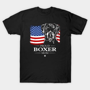 Proud Boxer Dog Mom American Flag patriotic dog T-Shirt